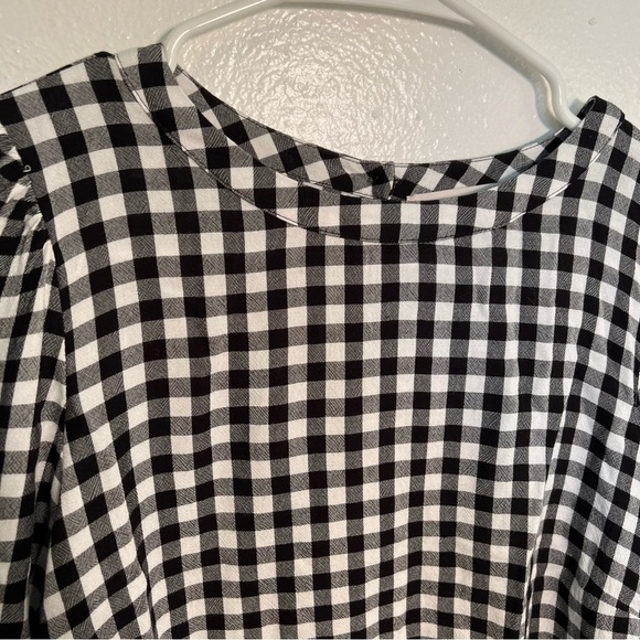Loft Long Sleeve Blouse Black White Gingham - Picture 5 of 12